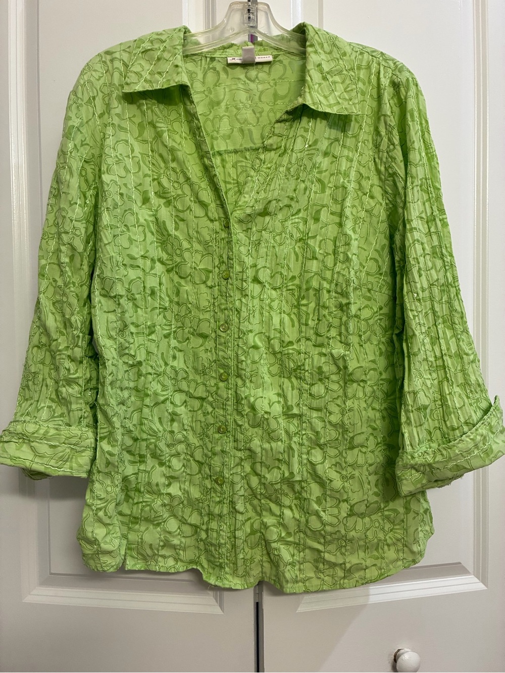 JM Collection Lime Green Floral Button-Down Shirt